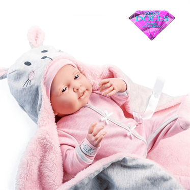 Berenguer Gerçekçi Yenidoğan Oyuncak Kız Bebek 39 cm - Pembe Tavşan