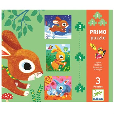 Djeco İlerleyen Puzzle / Rabbits - 3-4-5 Pcs