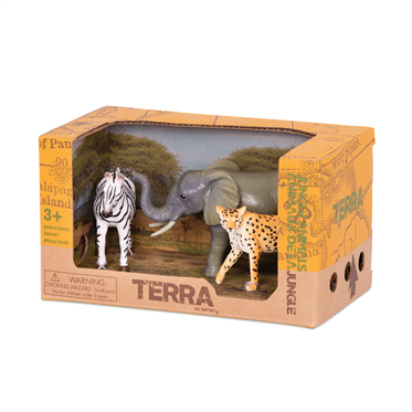 Terra Orman Hayvanları 3'lü Set - Zebra, Fil ve Çita